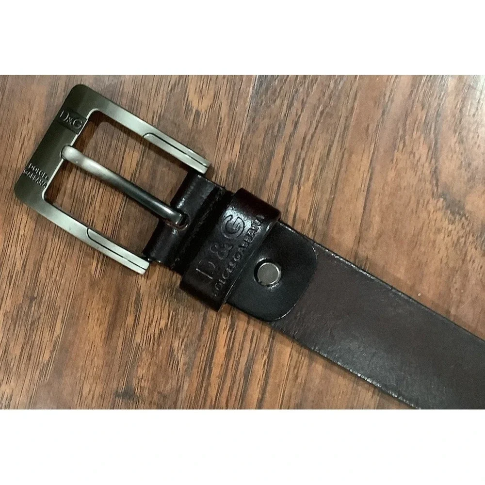 Dolce & Gabbana Leather Buckle Belt Vintage Brown Size ?